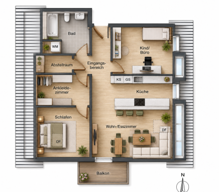 Grundriss mit Möbelplanung