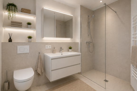 angrenzende Dusche